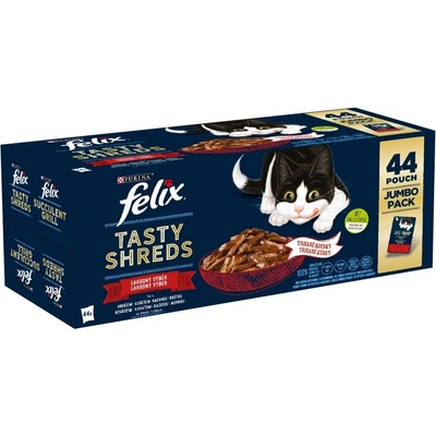 FELIX TASTY SHREDS Multipack - с пиле/говеждо/патица/индейка в сос 44 x 80 г