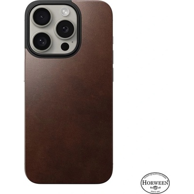Nomad Magnetic Horween Leather Back - магнитен кожен (естествена кожа) гръб с MagSafe за iPhone 15 Pro (кафяв)