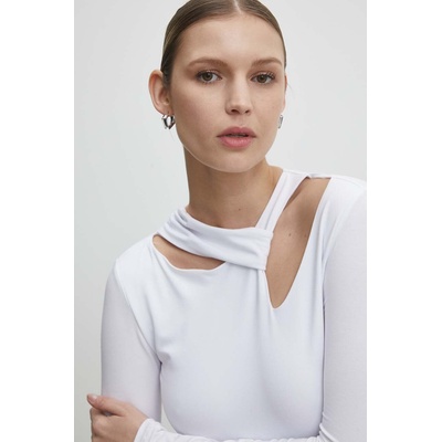Answear. LAB Боди Answear. LAB дамско в бяло с изчистен дизайн (WS24.BDD009)