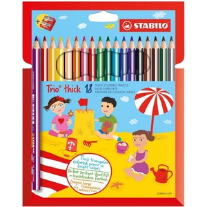 STABILO Комплект цветни моливи и острилка, Stabilo, Trio Thick, 18 цвята (ST203/2-18)