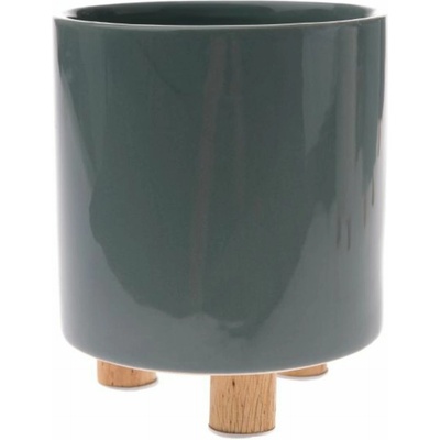 Casa de Engel Керамична саксия с дървени крака, светлозелена, 0/12 Casa de Engel | Lilav | Home | UNI