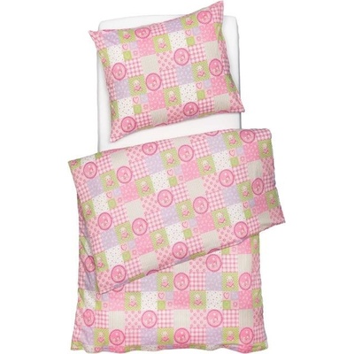 SCANquilt povlečení Klasik Baby patch růžovozelenofialové 90 x 135 a 45 x 65 cm