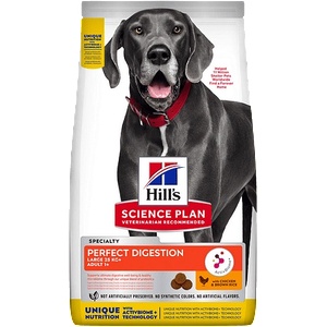 Hill's Суха храна за кучета от едри породи Hill's Science Plan Perfect Digestion Large Adult, с пилешко и кафяв ориз - 14 кг