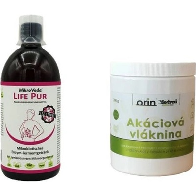 Medveď natural Akáciová vláknina 300 g a Mikroveda LIFE PUR 500 ml