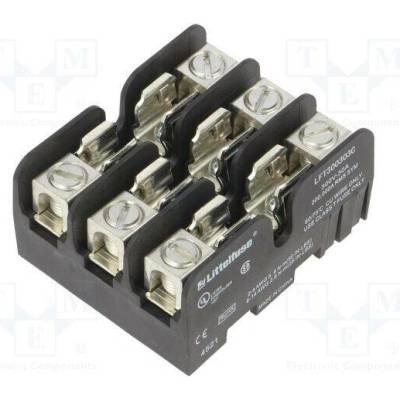 LITTELFUSE LFT300303C Zásuvka; na přípojnici DIN; 30A; 300V; Póly: 3; černá; UL94V-0
