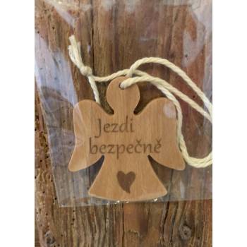 SOJKA Dřevěná vůně do auta - Anděl obrys