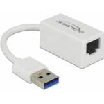 DeLock Adapter USB 3.2 Gen 1, USB-A plug > RJ-45 socket (white, 13cm, Gigabit LAN)