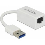 DeLock Adapter USB 3.2 Gen 1, USB-A plug > RJ-45 socket (white, 13cm, Gigabit LAN)