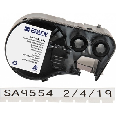 Brady M4C-500-492 / 170777, 12.70 mm x 7.62 m, Polyester, čierna tlač / biely podklad