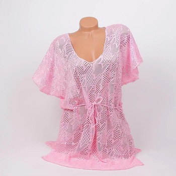 Image 1 of Мрежеста туника за плаж в розово с орнаменти
