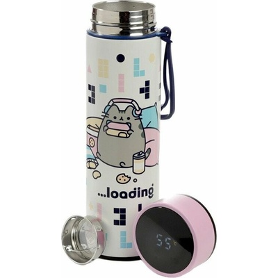 Nerezová termoláhev s digitálním teploměrem 450 ml Pusheen