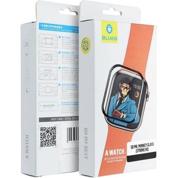 BLUEO Стъклен Протектор за Apple Watch SE / SE 2 44mm, Blueo HD 5D Glass, Черен (5903396253690)