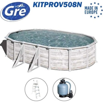 GRE Басейн с твърди стени, овален, 500x300x132см, GRE KITPROV508N, с филтърна помпа, стълба, скимер (KITPROV508N)