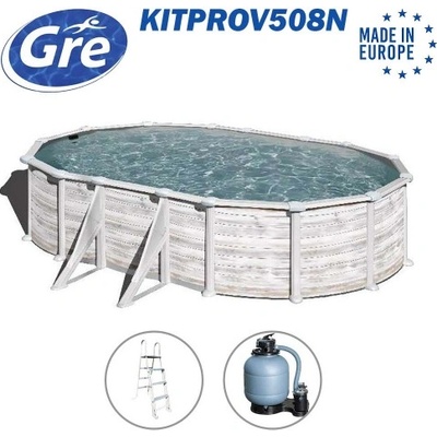 GRE Басейн с твърди стени, овален, 500x300x132см, GRE KITPROV508N, с филтърна помпа, стълба, скимер (KITPROV508N)