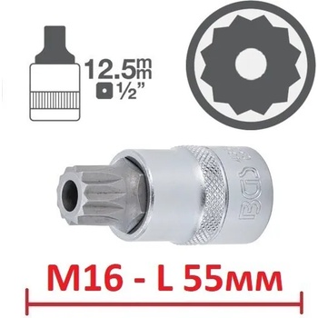 Image 1 of BGS technic Xzn m16 с дупка - l55мм на вложка 1/2" ; bgs 4356