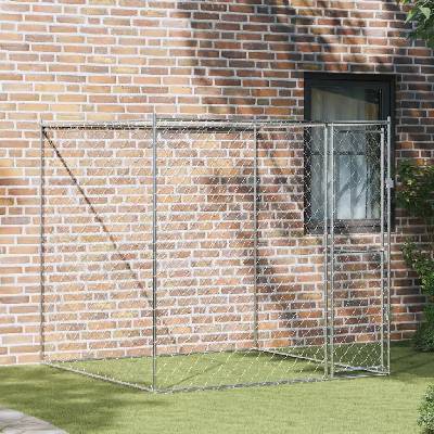 VidaXL Klec pro psa 42009134 200 x 200 x 200 cm ocel pozinkovaná stříbrná