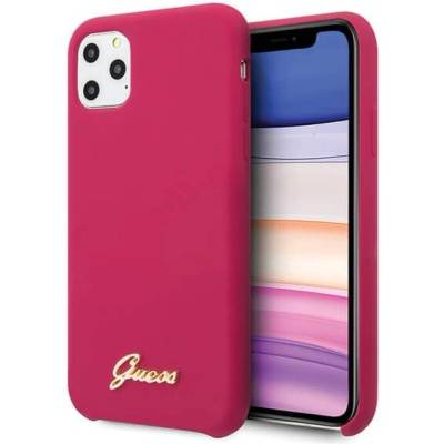 GUESS Hard Silicone Case - силиконов (TPU) калъф за iPhone 11 Pro (червен)