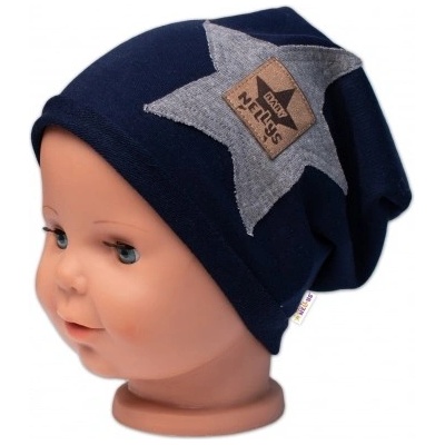 Baby Nellys Dětská čepice bavlna Baby Star granát