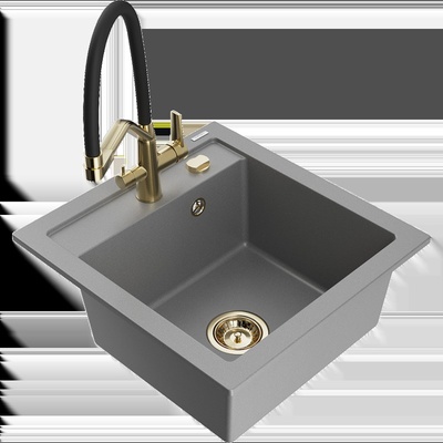 Vito гранитна кухненска мивка с една камера с кухненски смесител Duo, (6503-71-671701-57-G)