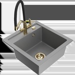 Mexen Vito гранитна кухненска мивка с една камера с кухненски смесител Duo, (6503-71-671701-57-G)