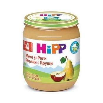 HiPP Био плодово пюре Hipp, Круша и ябълка, 125 гр, 9062300138693