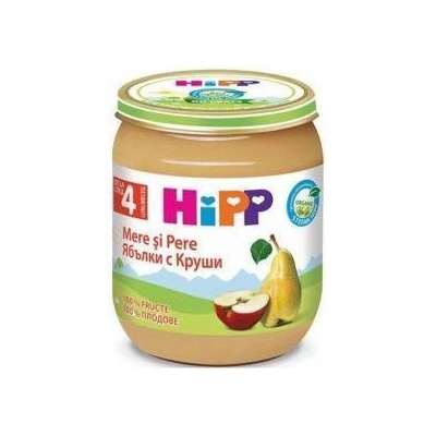 HiPP Био плодово пюре Hipp, Круша и ябълка, 125 гр, 9062300138693