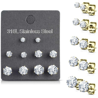 Mabell set dámských náušnic z chirurgické oceli BECCA CZ221VE02-GDCC45