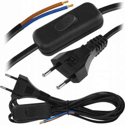 Emos S09272 Flexošňůra 2x0,75mm 2m černá s vypínačem