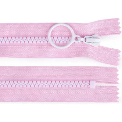 Kostěný zip barevný No 5 délka 15 cm s ozdobným jezdcem, malé, 4 (133) růžová sv. bílá