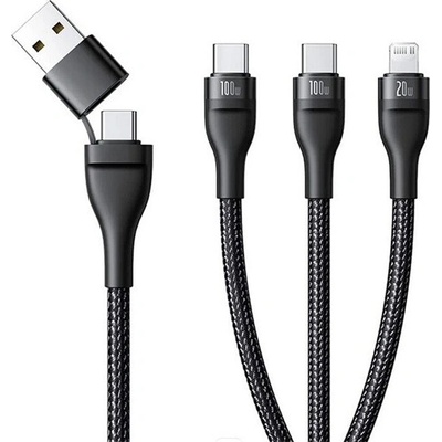 Baseus P10377501111-00 FLASH SERIES III 3 v 1 Type-C/USB – 2 Type-C/Lightning 150cm černý