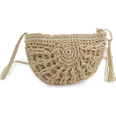 Háčkovaná kabelka z rafie lýka se zipem 25x19 cm střední 1 přírodní