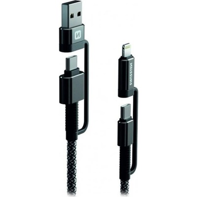 Swissten datový kabel ARAMID REINFORCED - 4in1 3A 1,5 M antracit