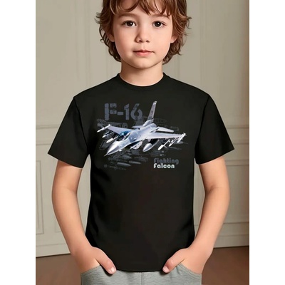 Striker Dětské tričko F-16 Falcon Fighting Černá