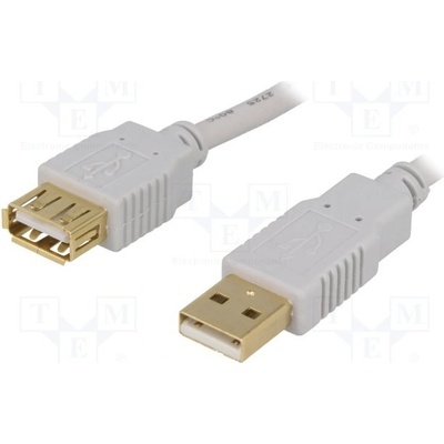 BQ Cable CAB-USB2AAF/1.8G-G USB 2.0, USB A zásuvka, USB A vidlice, zlacený, 1,8m, šedý