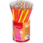 Maped Графитен молив с гума, моливник, HB, триъгълен, MAPED "BlackPeps Neon", смесени цветове 853789FC (853789FC)