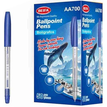 Beifa Химикалка AA700-50B2, 0.7 mm, прозрачна, синьо мастило (1005100207)