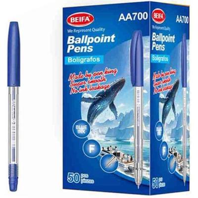 Beifa Химикалка AA700-50B2, 0.7 mm, прозрачна, синьо мастило (1005100207)