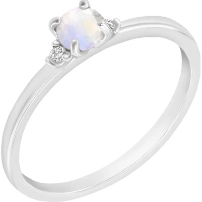 Eppi Zlatý zásnubný prsteň s mesačným kameňom s diamantmi Hye R41426