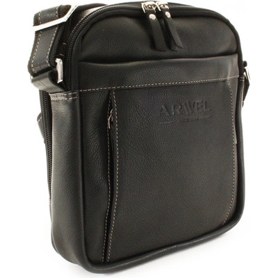 Černý pánský kožený zipový crossbag 215-8913-60