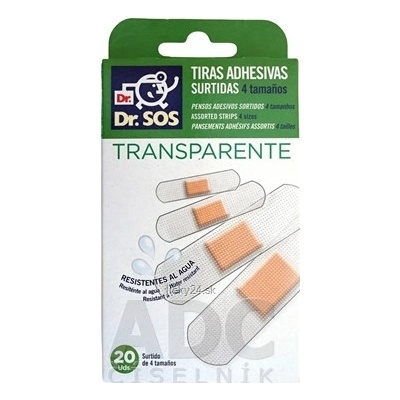 Dr. SOS Transparent náplasť vodeodolné 4 veľkosti 20 ks