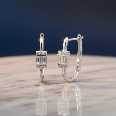 Presinsky Elegantné strieborné oválne kruhy zdobené zirkónmi EZB121475
