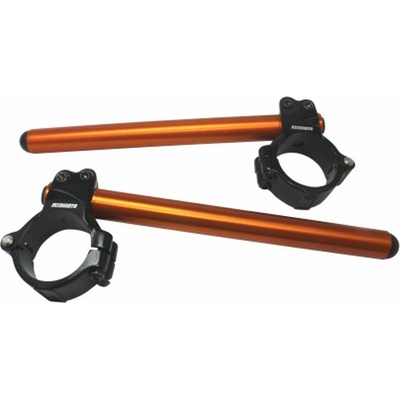 ACCOSSATO Aluminium-forged clip-ons ACCOSSATO CP003 with metal clamp composed of 2 half-rings 10 degrees inclination, orange