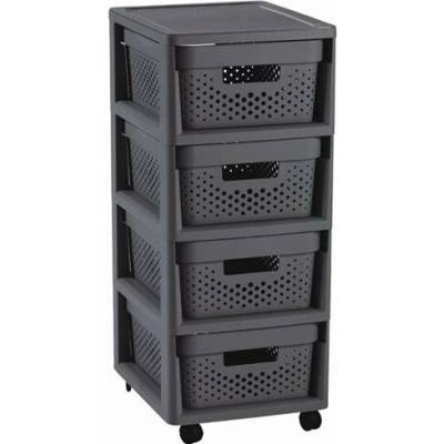Curver Infinity Dots 4x11L se zásuvkami tmavě šedý
