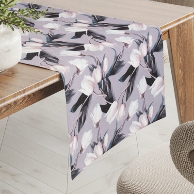 Biante behúň PML-034 Biele tulipány na sivom 20x120cm