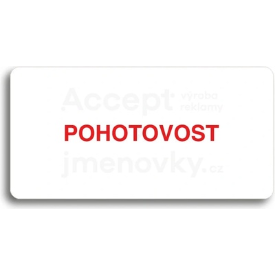 ACCEPT Piktogram POHOTOVOST - bílá tabulka - barevný tisk bez rámečku