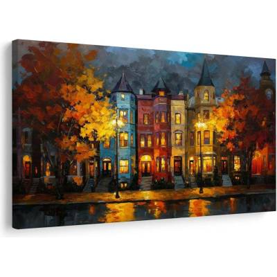 Obraz podzimní ulice s domy - 30x20
