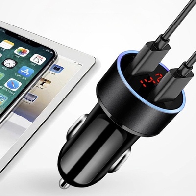 CarCharge Dual USB Цифрово зарядно за кола с LED дисплей, двупортово USB зарядно за запалка - CarCharge Dual USB (SN280446280446)