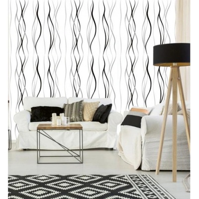 DIMEX ART Луксозна флизелинова тапета сиви вълнообразни линии