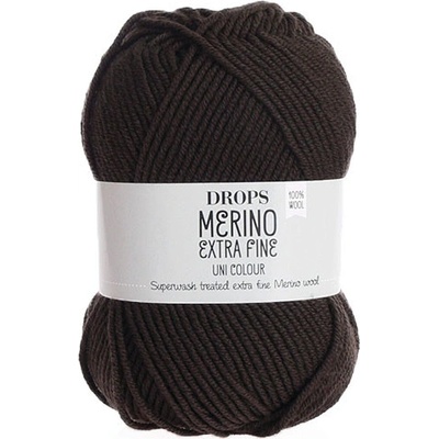 Příze DROPS Merino Extra Fine uni color 09 - tmavá hnědá