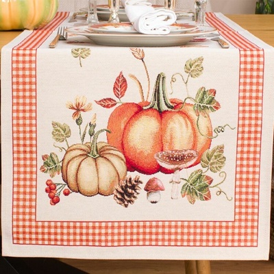 EVENIT Gobelínová šerpa-behúň HARVEST jesenný motív s dyňou Bavlna/polyester 45x100 cm